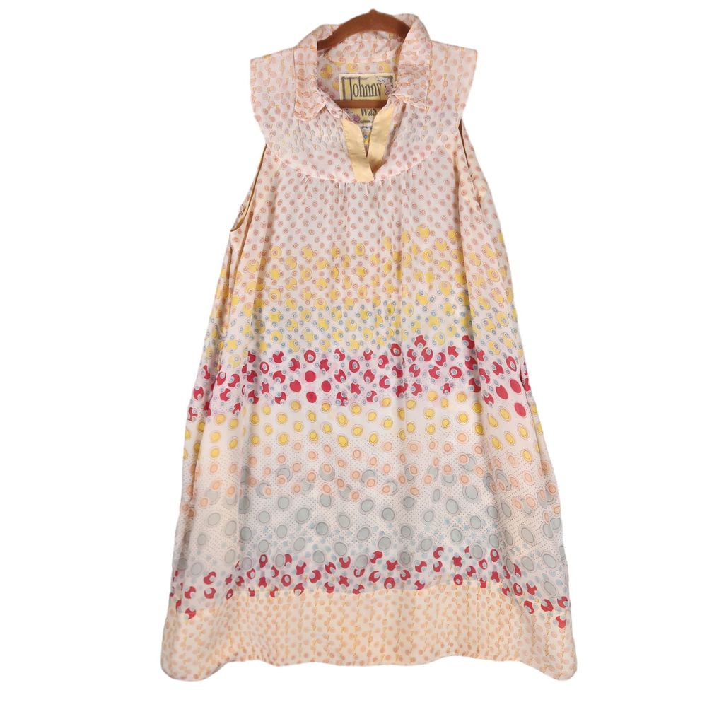 Johnny Was Pink Sleeveless Collared Sundress